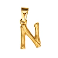 Bamboo style 18K gold plated letter N pendant in stainless steel for jewelry making - Letter N