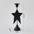 Modern black metal star candle holder with textured finish and conical base height 22.5cm - Star-Black
