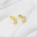 Elegant gold-plated letter B stud earrings with sparkling pavé cubic zirconia - Letter B