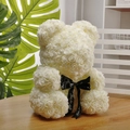 Handmade white rose teddy bear with a black Just for you ribbon for Valentines Day - 35CM Naked Bear / Creamy White
