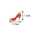 Red enamel high heel shoe pendant with gold finish and white rhinestones decoration - Red High Heel (KC Gold)