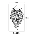 Waterproof temporary tattoo sticker with geometric wolf head design and blue accents - K-444-Sketch Wolf
