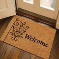 Zerbino rettangolare marrone con scritta Welcome e motivo floreale su pavimento - Benvenuto Stile 2 / 40*60cm