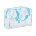 Wasserdichte PVC-Kulturtasche mit blauem Gänseblümchen-Muster und Tragegriffen - 24*9*17cm / Blaue Gänseblümchen Glänzend