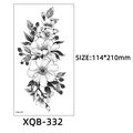 Black and white floral tattoo sticker with berries, model XQB-332, size 114x210mm - Flowers and Berries (XQB-332)