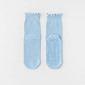 Blue yoga socks with ruffled cuffs and anti-slip silicone dots for pilates - One Size / Light Blue