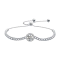 Sparkling 925 sterling silver bracelet with moissanite stones and adjustable slider clasp - 925 Sterling Silver (White Gold Plated) / 1 Carat White Moissanite