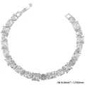 Silver tone luxury bracelet with white zircons 8mm width and 195mm length with folding clasp - Silver White Zircon Bracelet