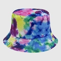 Cappello bucket tie-dye colorato con motivi viola e blu in tela di cotone resistente - M (56-58cm) / Tie-Dye Misto Colorato (45)