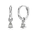 Elegantes pendientes de plata de ley S925 con colgantes de circonita en forma de pera - Hebilla de oreja con colgante de pera/gota de agua