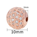 10mm Rose gold spherical charm with micro-set cubic zirconia and 2mm hole for DIY jewelry - 10mm-White Zirconia-Rose Gold
