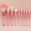 10-teiliges Profi-Make-up-Pinsel-Set mit rosa transparenten Griffen und Farbverlauf - Rosa Transparenter Griff (9 Stk)