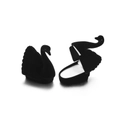 Elegant swan-shaped black velvet jewelry box for rings with a sleek opening design - Small Swan Black