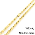 Classic golden puffed mariner link necklace in stainless steel with lobster clasp - Gold Thick Anchor Chain (KN295418-KFC)