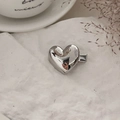 Pinza para el pelo corazón plateado de aleación pulida sobre piedra blanca de moda - Un Corazón / Plateado