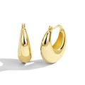 Boucles d'oreilles créoles bombées en argent S925 plaqué or avec finition polie miroir - Boucles d'oreilles arc plaqué or 18K