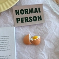 3D realistic broken egg resin fridge magnet with yellow yolk on white paper - Cracked Egg A