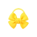 Yellow ribbed ribbon bow hair tie with matching elastic band for ponytail styling - Bright Yellow