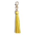 Yellow hand-woven PU leather tassel keychain featuring premium gold-toned metal hardware - Yellow