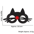 Halloween black cat party glasses with silver glitter and a red plush pom pom nose - Halloween Cat Glitter