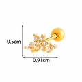 Gouden bloem kraakbeenoorknopje met heldere zirkoon en exacte afmetingen - Bloem Stijl (2604-3#) / Goud