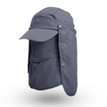 Dark grey versatile sun hat with breathable face mask and neck protection flap for sports - Dark Gray
