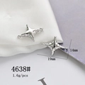 Macro shot of silver four-point star alloy charm with 19mm by 14mm size labels - Silver Four-Pointed Star Metal Finding (4638#)
