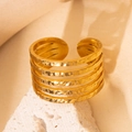 Golden multi-layer open ring with hammered texture finish for a vintage look - Gold 109