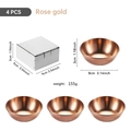 4-piece rose gold stainless steel sauce dish set with size and weight specifications - Rose Gold Small 4PCS