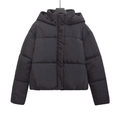 Damen Steppjacke in Schwarz mit Kapuze, modische Winterjacke im Streetwear-Stil - XS / Schwarz