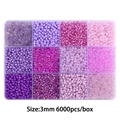 DIY Perlen-Set mit 3mm Glasperlen in Lila und Rosa 6000 Stück in einer 10-Raster-Box - 3mm 6000 Stück/Box / Lila Serie