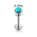Titanium piercing met turquoise steen en platte basis labret in zilveren afwerking - Zilver (Blauwe Turkoois)