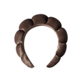 Chic brown padded velvet headband featuring a unique bubble design for a high crown look - Velvet Headband - Coffee