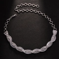 Collana di strass argento con design incrociato e catena regolabile per donna - Argento
