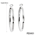 50mm minimalist silver stainless steel hoop earrings with high-polished metallic finish - 50mm / Silver
