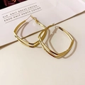 Doppellagige geometrische quadratische Creolen in Goldglanz mit modernem Steckverschluss - Helles Gold Doppelschicht Geometrischer Quadratischer Stil (46#)