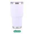 30oz white powder-coated stainless steel tumbler with clear lid for car cup holders - 30oz / Matte White