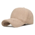 Winter beige sherpa fleece baseball cap with thickened warm plush texture for women - Adjustable / Deep Beige