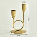 U-shaped gold iron double-head candle holder with circular hollow design, 15.5cm tall - Double Head Portable Style - Gold