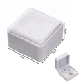White velvet jewelry box detail showing 7x7x4cm dimensions and internal necklace storage - Small Pendant Box / White