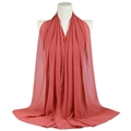 Elegant dusty rose pearl chiffon long scarf draped on a mannequin showcasing silk texture - Rose