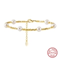 Elegant gold S925 sterling silver bracelet featuring white baroque pearls and lobster clasp - Gold Multi-Round Bead (GPB28-14K)