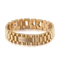 Bracciale in acciaio inossidabile dorato stile orologio con magneti e chiusura logata - Oro (KB100096-K)