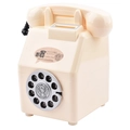 Retro rotary phone piggy bank in cream white plastic for tabletop decoration - Tall Retro Telephone White