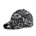 Modische schwarze Baumwoll Baseballkappe mit weißem Graffiti Aufdruck für Outdoor Sonnenschutz - Verstellbar / Schwarz