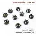 Set of 10 army green mini artificial pumpkins with white stripes for Halloween decor - Small Pumpkin (Army Green) 10PCS