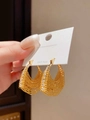 Detailed macro view of 18k gold plated S925 silver post hoop earrings with cubic zirconia - 18k Real Gold Plated Copper/Zirconia/S925 Silver Needle / Ear Buckle-Gold-Triangle (WE4074)