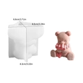 3D heart bear silicone mold for candles and DIY crafts showing dimensions 8.5x6.9x8.2cm - NO.3 Teddy Bear Holding Heart / 8.5cmx6.9cmx8.2cm