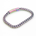 Rainbow Cuban link bracelet in titanium steel with magnetic buckle closure - Rainbow