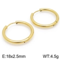 Polished golden titanium steel hoop earrings 18mm size with minimalist design - 18x2.5mm / Gold